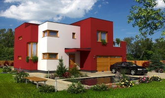 Exclusive modern house with double garage and a flat roof. 